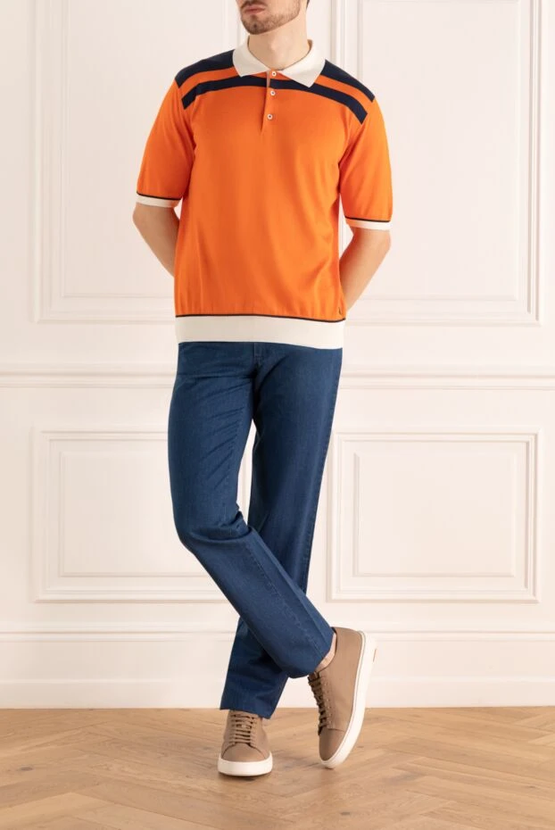 Stefano Ricci классические темно-синие джинсы прямого кроя с контрастной прострочкой 151077 - фото 2