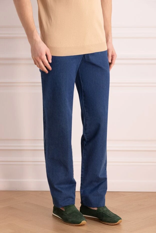 Stefano Ricci синие джинсы мужские повседневные хлопок
 151079 - фото 3