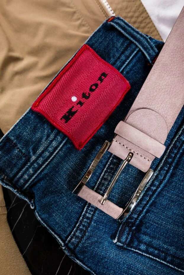 Kiton манжеттер мен күйзеліс әсері бар көк джинсы 151085 - фото 3