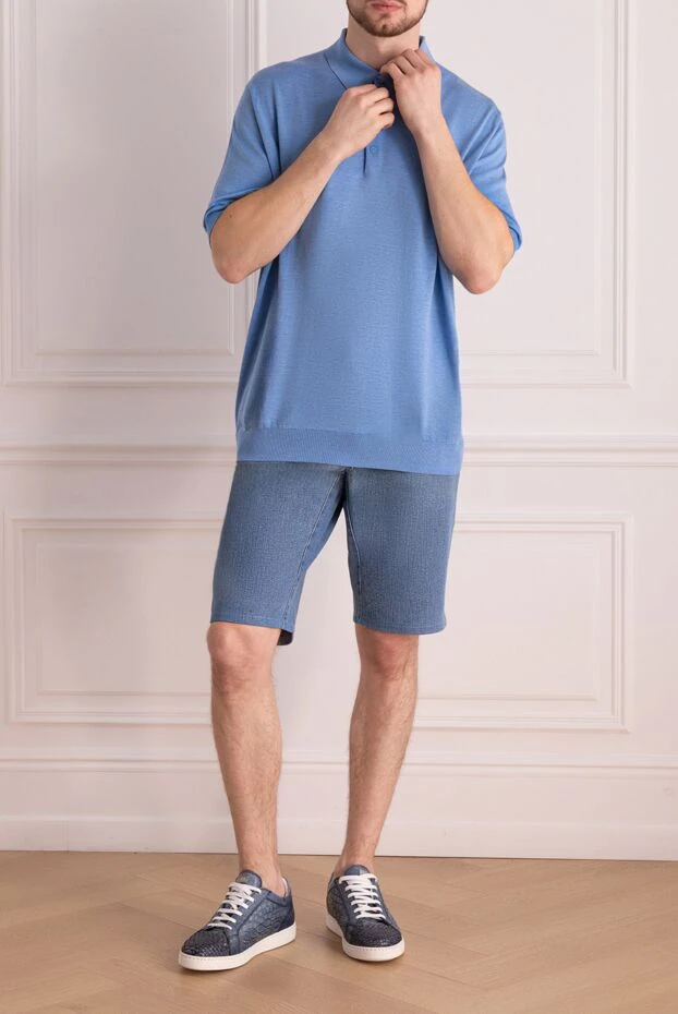 Brioni man blue cotton shorts for men купить с ценами и фото 151087 - photo 2