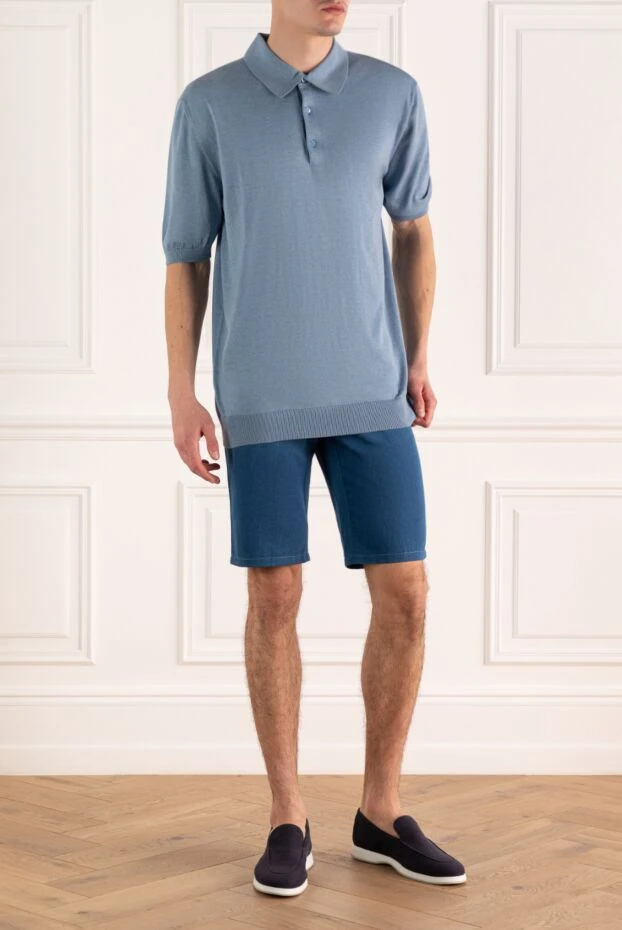 Brioni man cotton and elastane shorts blue for men купить с ценами и фото 151088 - photo 2