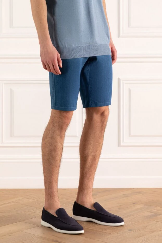 Brioni шорты из хлопкового денима синего тона с пятью карманами
 151088 - фото 3