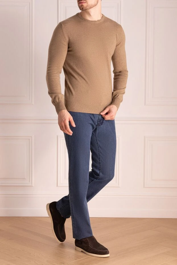 Brioni man cotton and elastane blue jeans for men купить с ценами и фото 151094 - photo 2