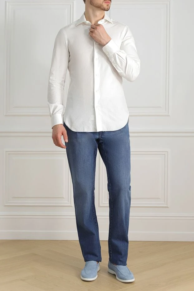 Brioni man blue cotton jeans for men купить с ценами и фото 151095 - photo 2