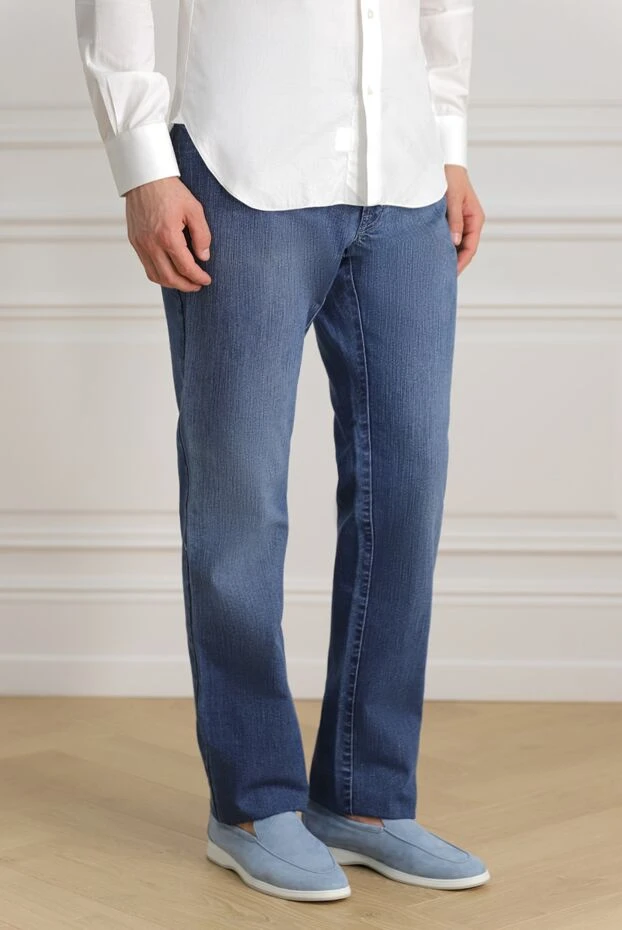 Brioni текстуралы беті бар көк түсті ерлер джинсы
 151095 - фото 3