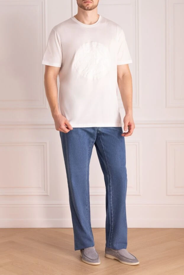 Brioni man cotton and polyester jeans blue for men купить с ценами и фото 151096 - photo 1