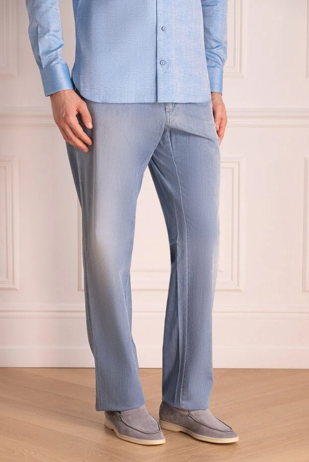 Brioni man blue cotton jeans for men купить с ценами и фото 151097 - photo 2