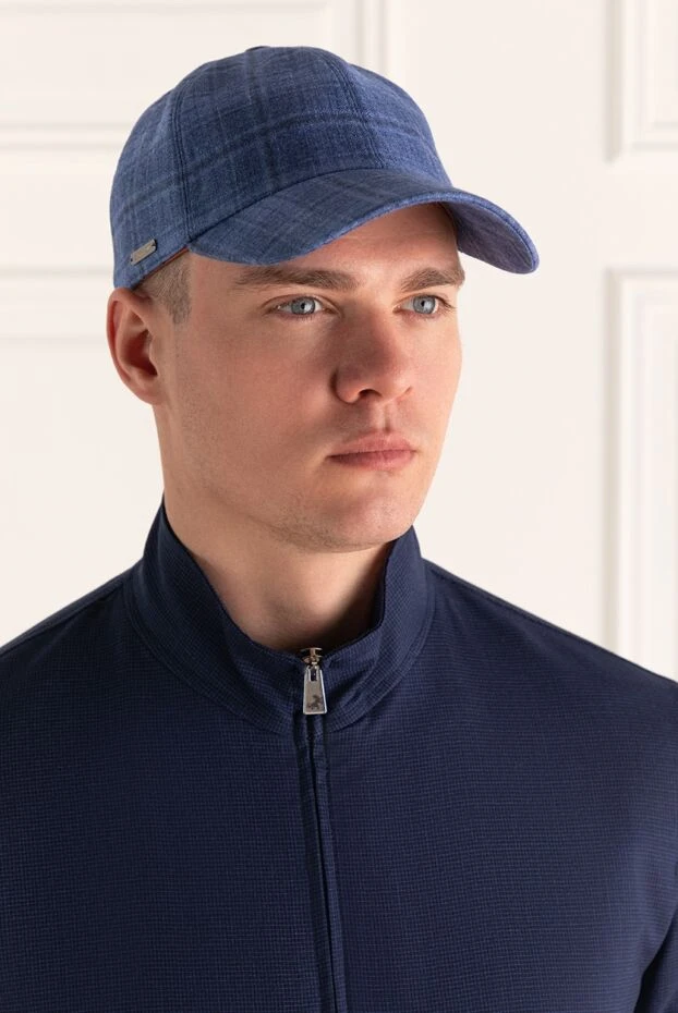 Enrico Mandelli man blue silk and cashmere cap for men купить с ценами и фото 151221 - photo 2