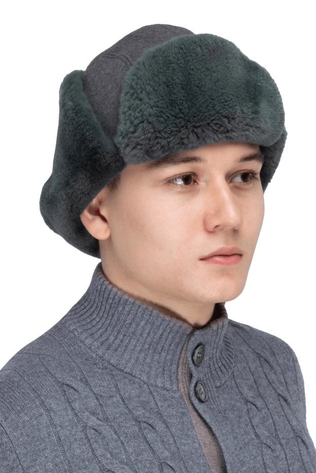 Cortigiani man hat made of natural fur, wool and genuine leather gray for men купить с ценами и фото 151238 - photo 2