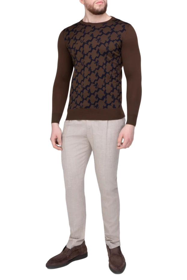 Cortigiani man wool, silk and cashmere jumper brown for men купить с ценами и фото 151248 - photo 2