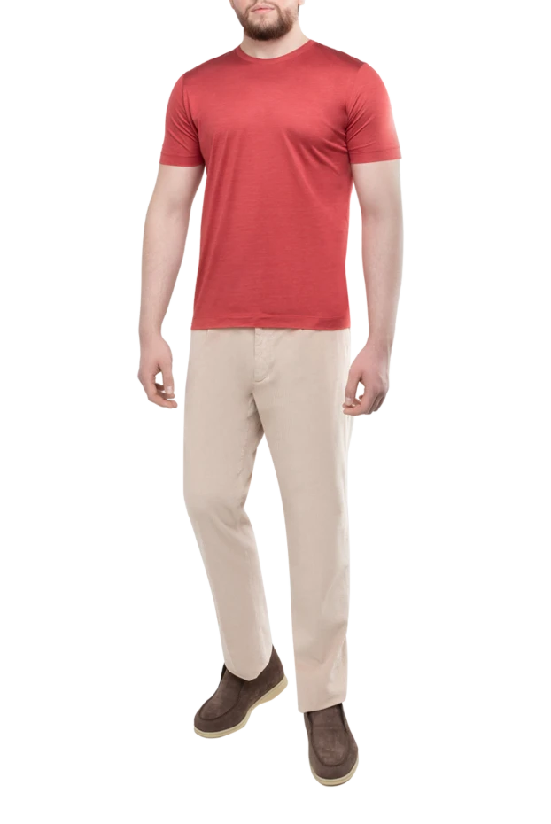 Cortigiani man silk t-shirt burgundy for men купить с ценами и фото 151255 - photo 2