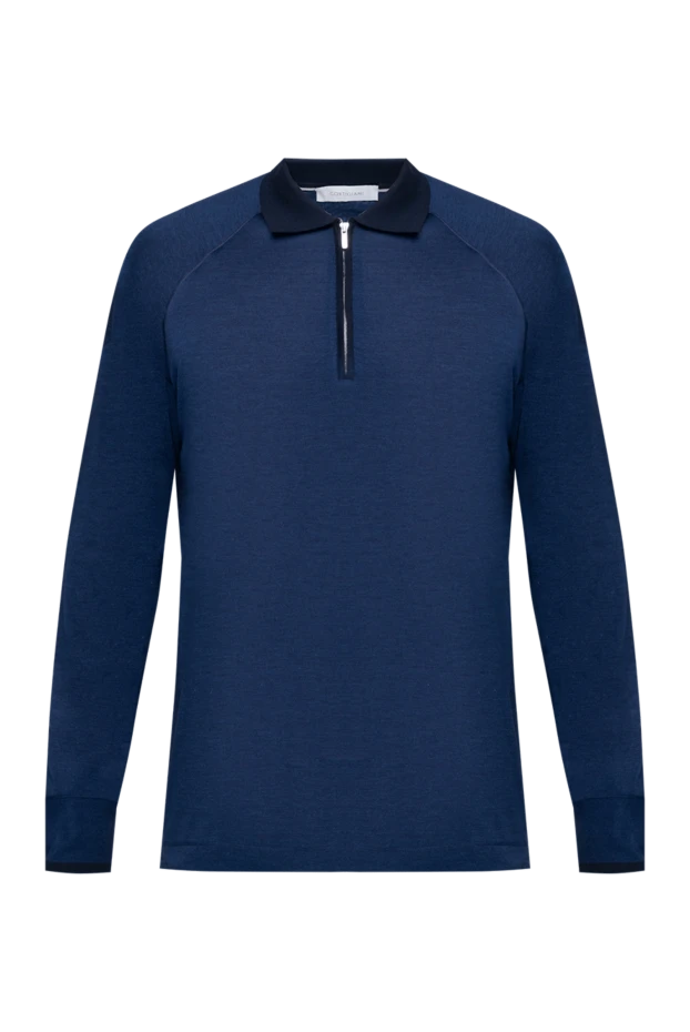 Cortigiani man silk long sleeve polo blue for men купить с ценами и фото 151277 - photo 1