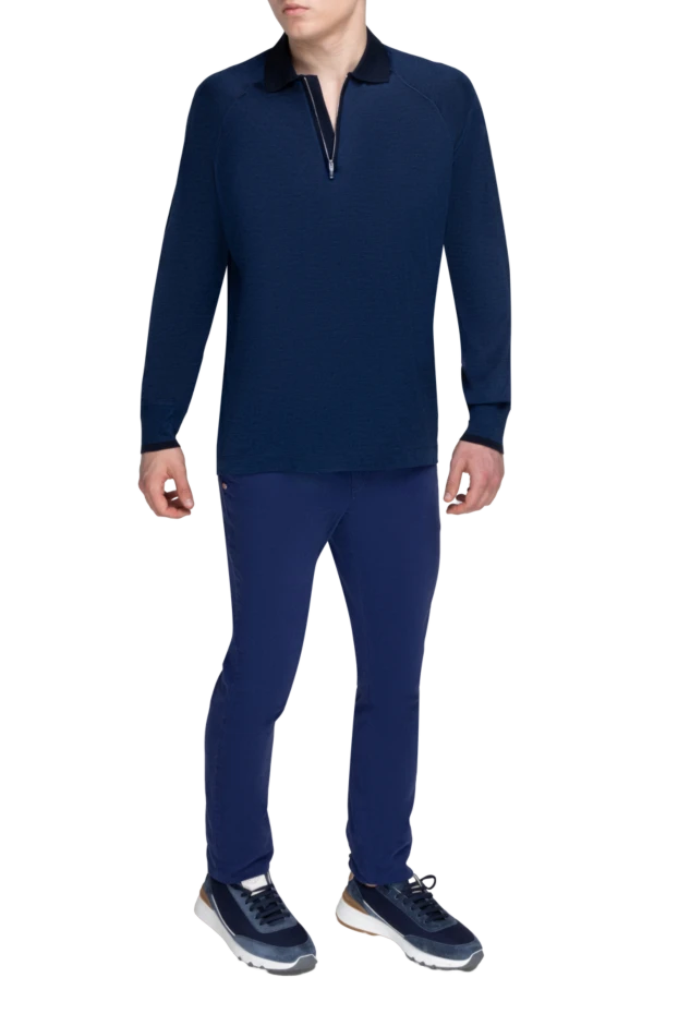 Cortigiani man silk long sleeve polo blue for men купить с ценами и фото 151277 - photo 2