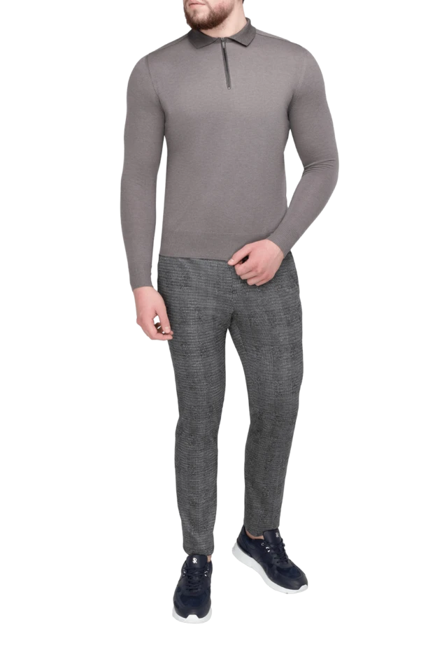 Cortigiani man long sleeve polo in silk and cashmere gray for men купить с ценами и фото 151280 - photo 2