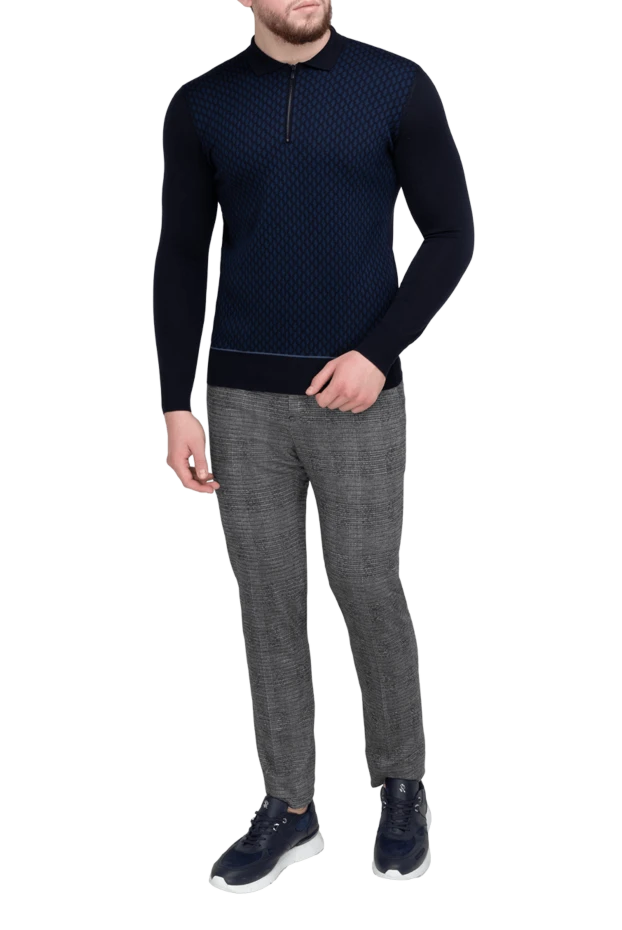 Cortigiani man wool long sleeve polo blue for men купить с ценами и фото 151291 - photo 2