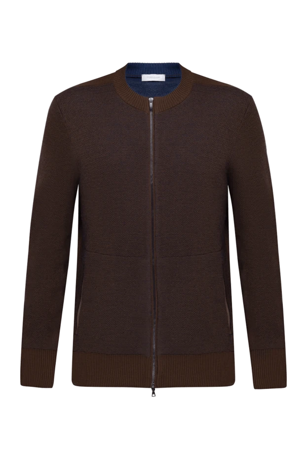 Cortigiani man men's cardigan made of cashmere, wool and silk, brown купить с ценами и фото 151293 - photo 1