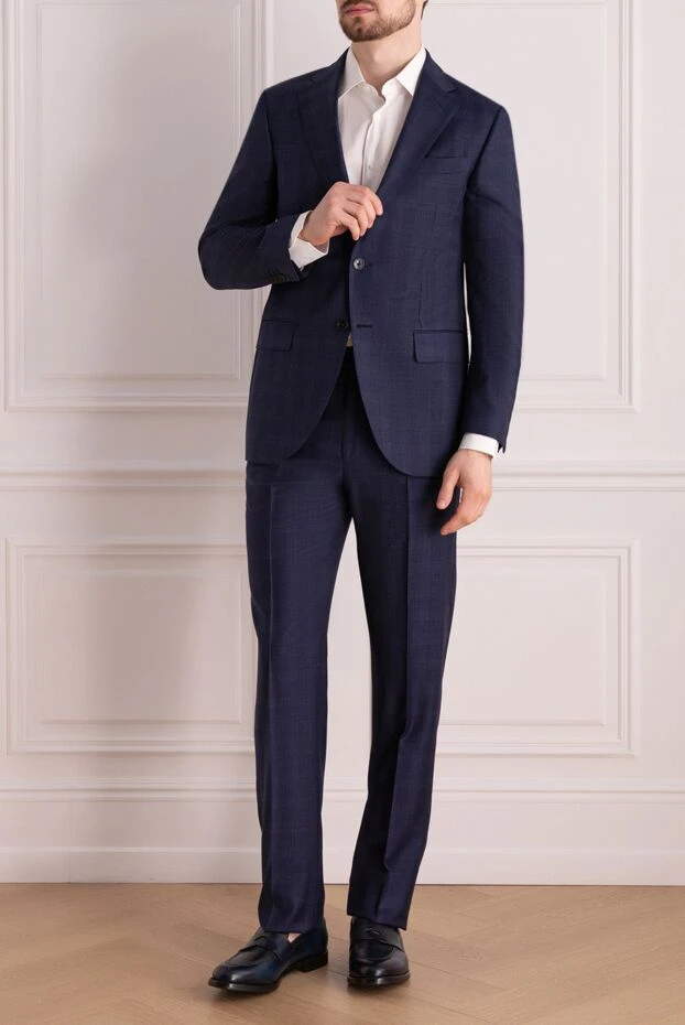 Lubiam man men's suit made of wool, blue купить с ценами и фото 151318 - photo 2