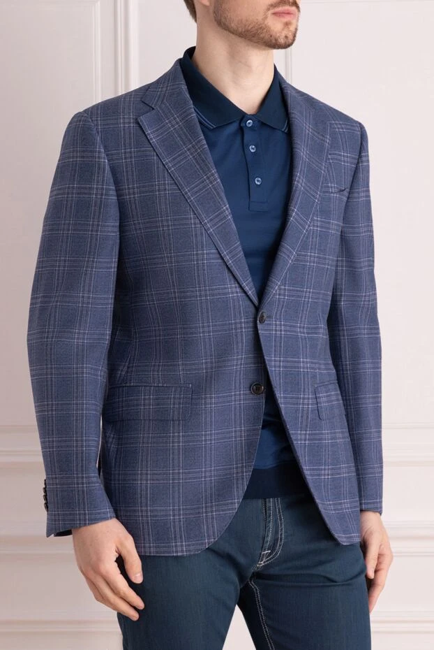 Lubiam a classic blue jacket with a contrasting checkered pattern 151331 - photo 3