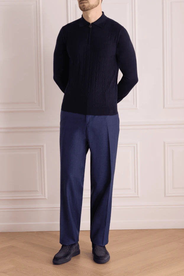 Lubiam man blue wool trousers for men купить с ценами и фото 151334 - photo 1