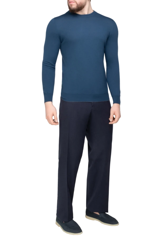 Lubiam man blue wool trousers for men купить с ценами и фото 151339 - photo 2