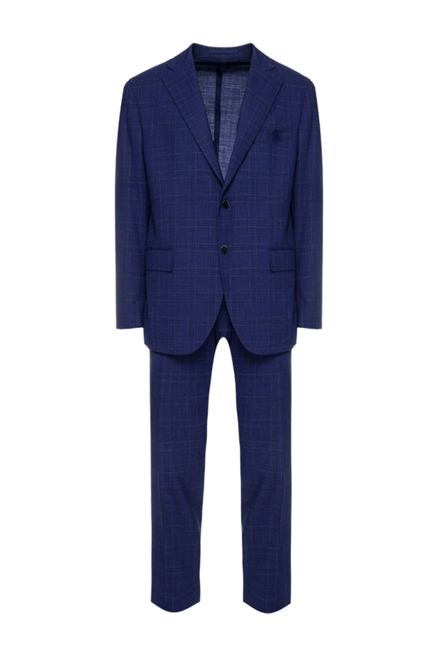 Men’s blue wool suit in Prince of Wales check - photo 1