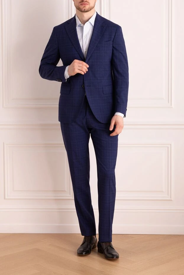 Lubiam man men's suit made of wool, blue купить с ценами и фото 151344 - photo 2