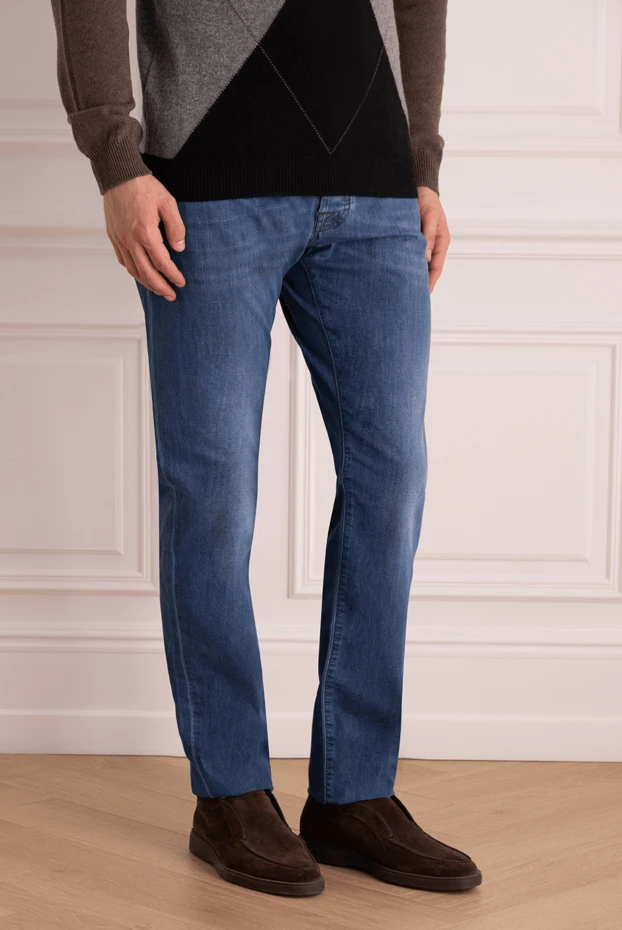 Jacob Cohen джинсы в голубом цвете с деликатным состариванием ткани 151379 - фото 3