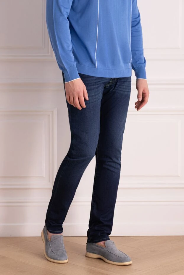 Jacob Cohen темно-синие джинсы с эффектом легких потертостей 151385 - фото 3