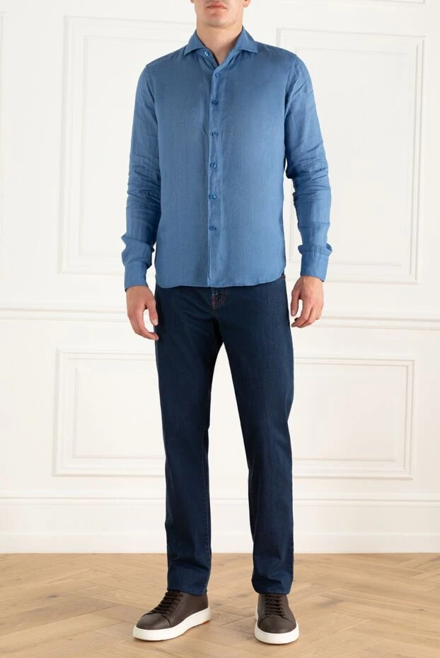 Orian man men's blue linen shirt купить с ценами и фото 151420 - photo 2