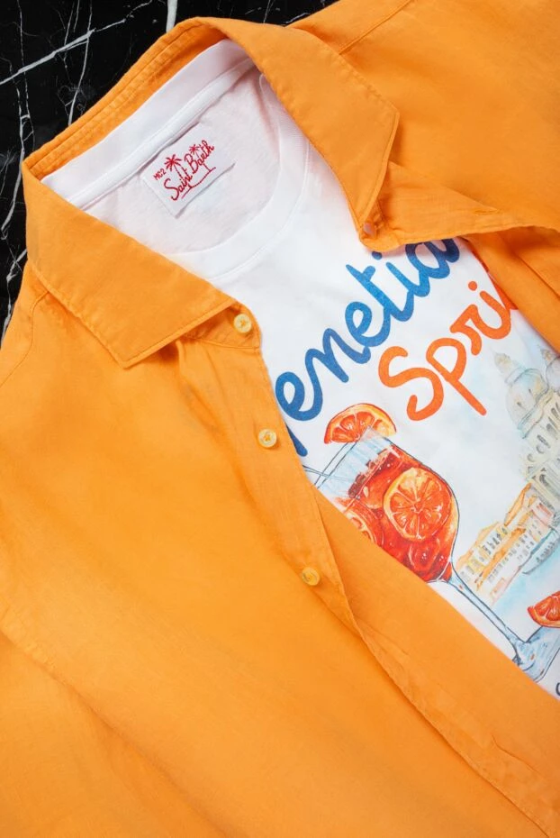 Orian men's linen shirt in bright orange color
151421 - photo 2