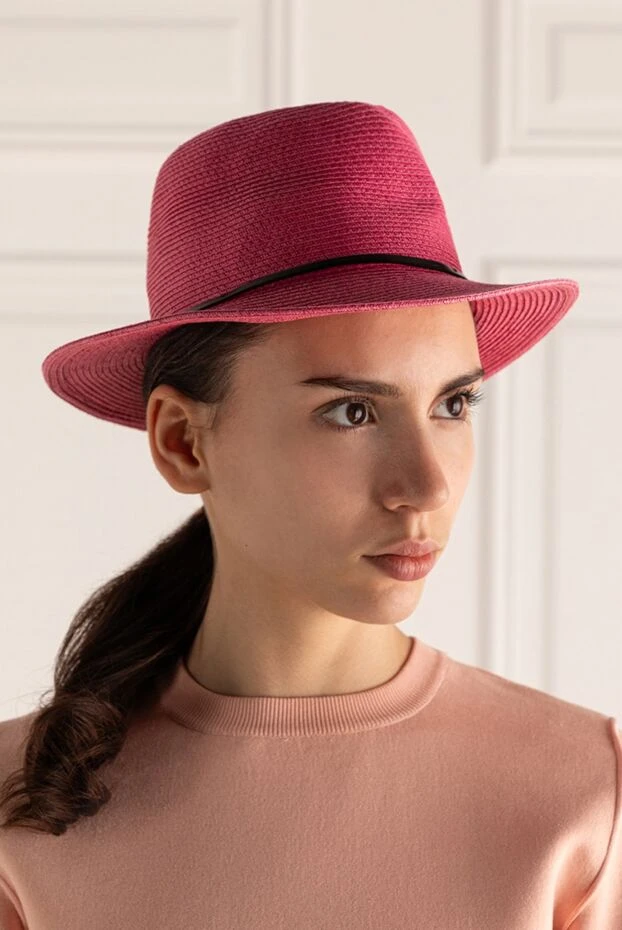 MC2 Saint Barth woman women's pink straw and polyester hat купить с ценами и фото 151523 - photo 2