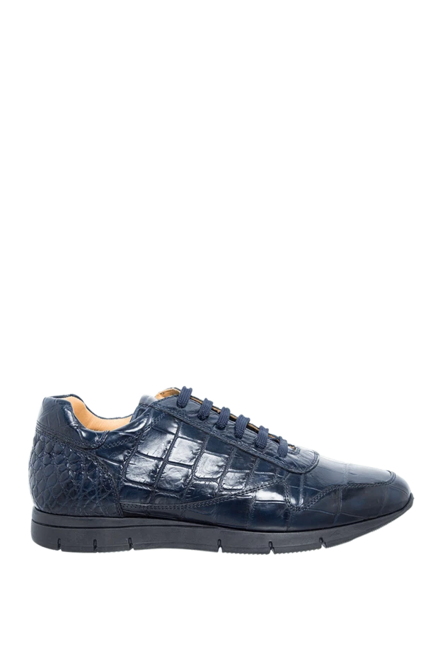 Cesare di Napoli man blue crocodile leather sneakers for men купить с ценами и фото 151546 - photo 1