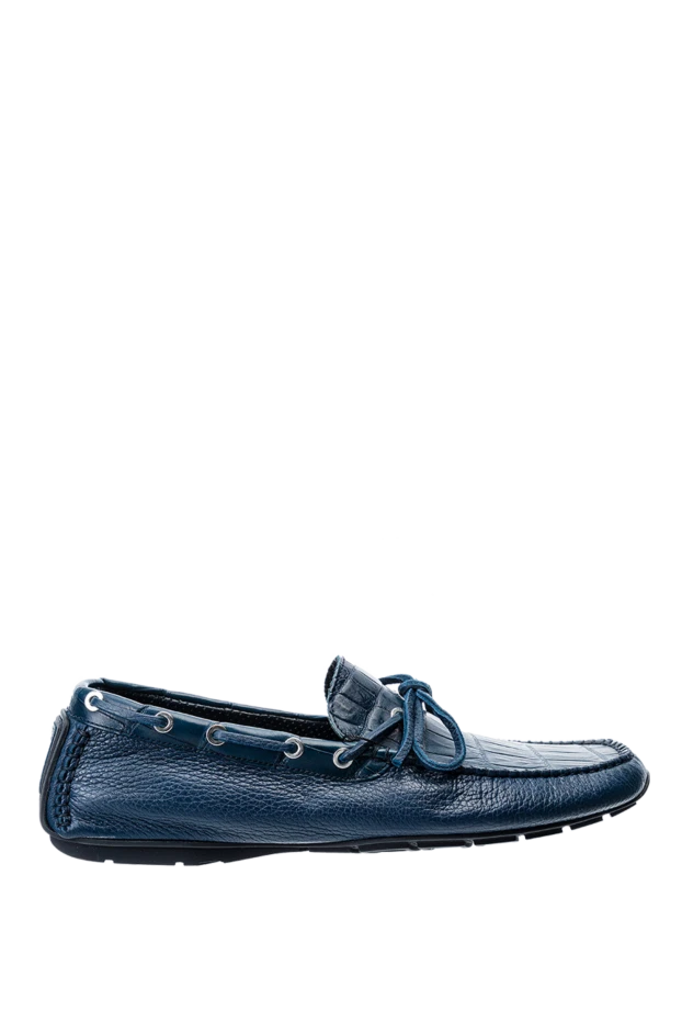 Cesare di Napoli man men's moccasins made of genuine leather and crocodile skin blue купить с ценами и фото 151548 - photo 1