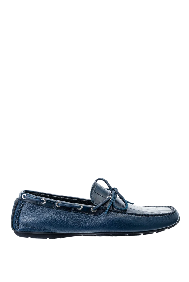 Cesare di Napoli man men's moccasins made of genuine leather and crocodile skin blue купить с ценами и фото 151549 - photo 1