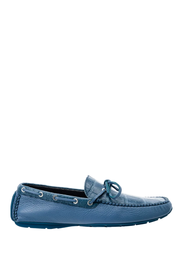 Cesare di Napoli man men's moccasins made of genuine leather and crocodile skin blue купить с ценами и фото 151550 - photo 1