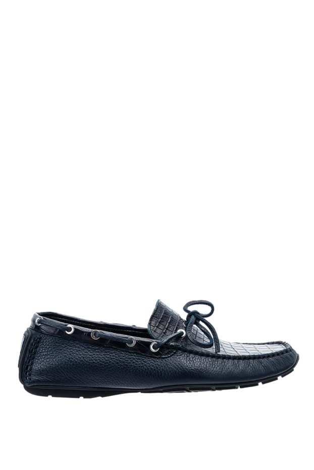 Cesare di Napoli man men's moccasins made of genuine leather and crocodile skin blue купить с ценами и фото 151551 - photo 1