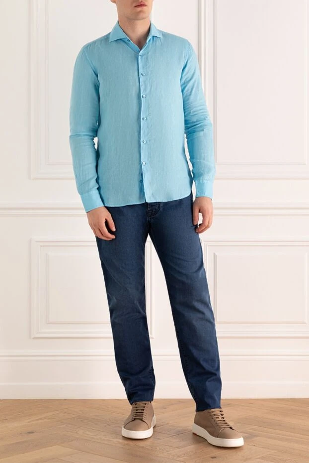 Orian man men's blue linen shirt купить с ценами и фото 151607 - photo 2