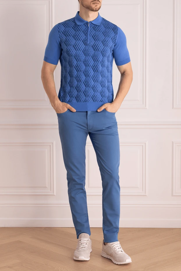 Cesare di Napoli man cotton and silk polo blue for men купить с ценами и фото 151617 - photo 2