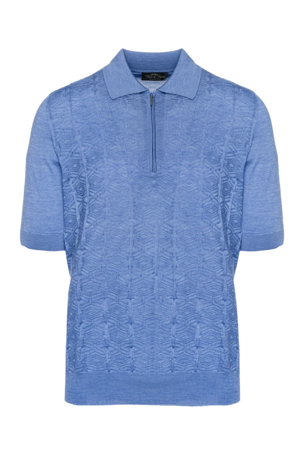 Cesare di Napoli man blue silk polo for men купить с ценами и фото 151630 - photo 1