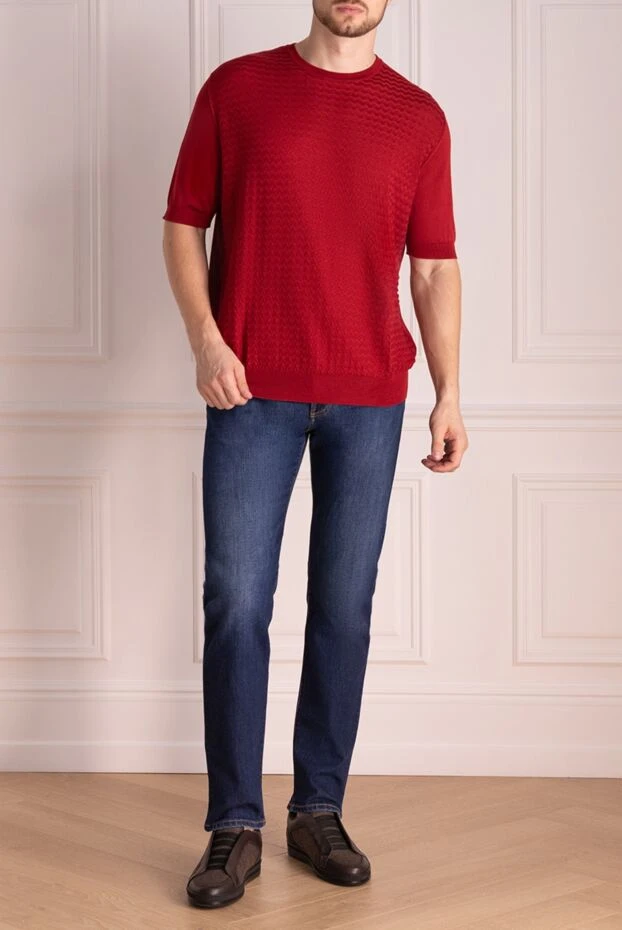 Cesare di Napoli man men's red short sleeve silk jumper купить с ценами и фото 151637 - photo 2