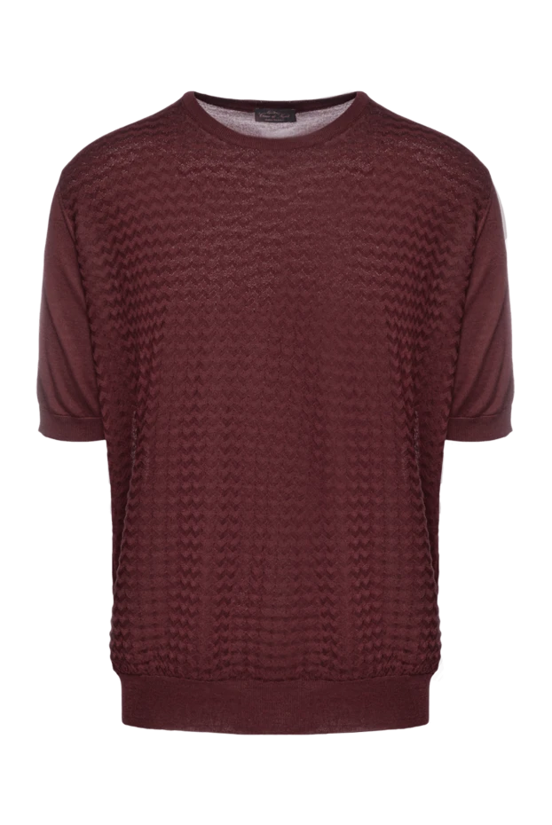 Cesare di Napoli man silk short sleeve jumper burgundy for men купить с ценами и фото 151639 - photo 1