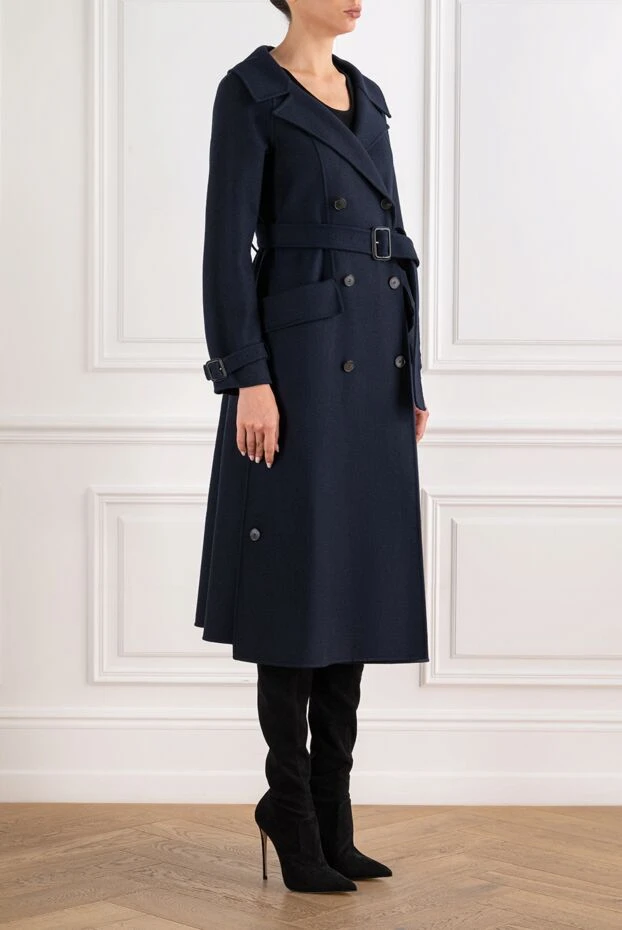 Dior әйелдер белбеуі бар көк қос төсті пальто 151662 - фото 3