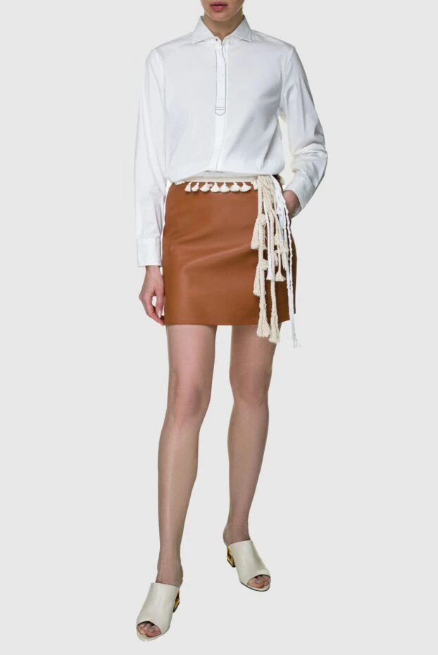 Loewe woman brown leather skirt for women купить с ценами и фото 151669 - photo 2