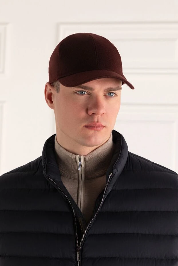 Cesare di Napoli man cashmere and silk cap burgundy for men купить с ценами и фото 151709 - photo 2