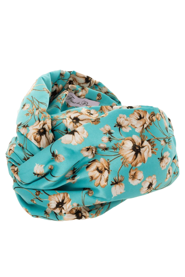 Fleur de Paris повязка женская голубая шелковая с цветами 151719 - фото 3