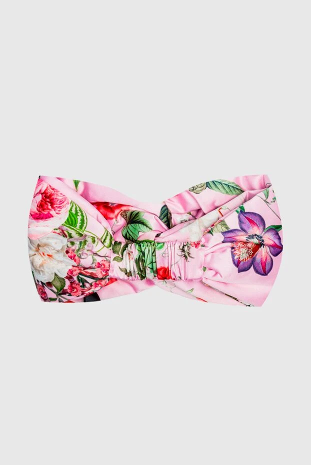 Fleur de Paris повязка женская розовая шелковая с яркими цветами 151721 - фото 3