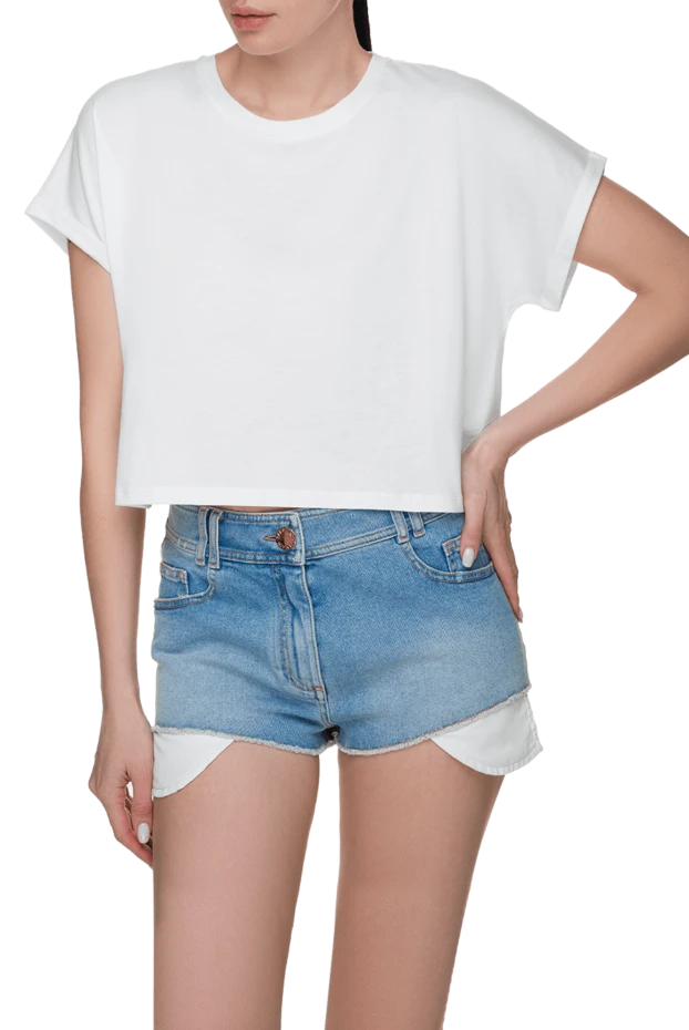 Balmain женская футболка белая укороченная 151744 - фото 2