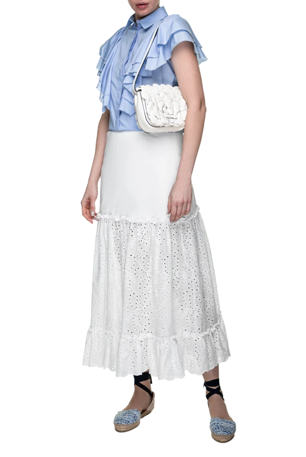 D.Exterior белая хлопковая юбка с кружевной отделкой и оборкой по низу
 151781 - фото 2