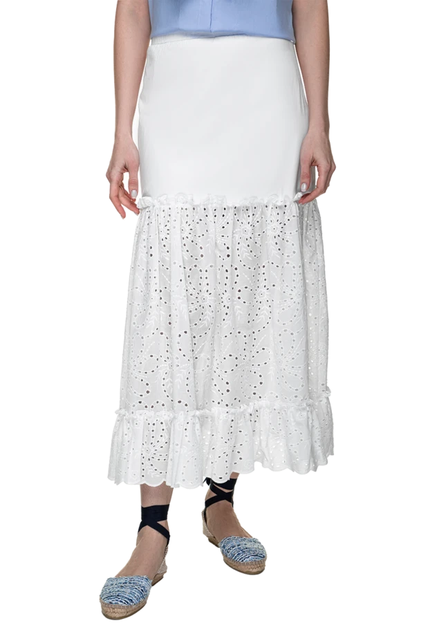 D.Exterior белая хлопковая юбка с кружевной отделкой и оборкой по низу
 151781 - фото 3