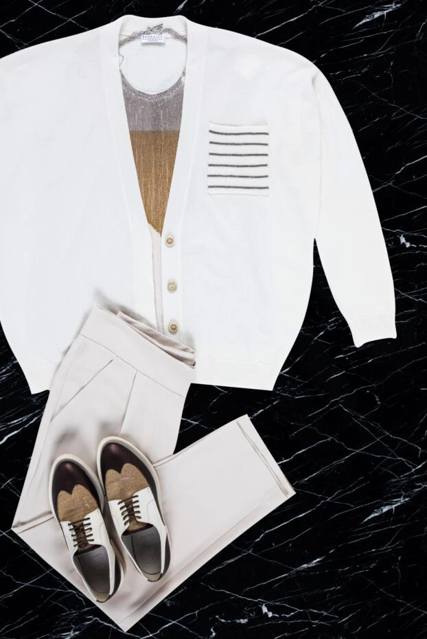 Brunello Cucinelli брюки женские классические бежевые 151869 - фото 2